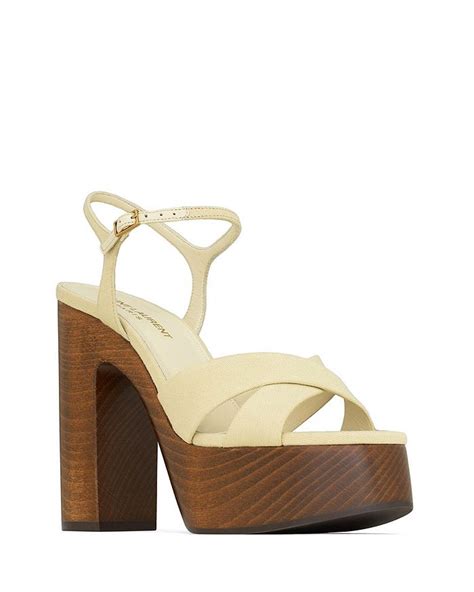 SAINT LAURENT Bianca canvas platform sandals 